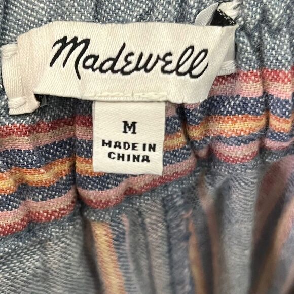 Madewell Huston Crop Pants Women’s Size Medium Rainbow Stripe Tall Pull-On Wide - Picture 8 of 13